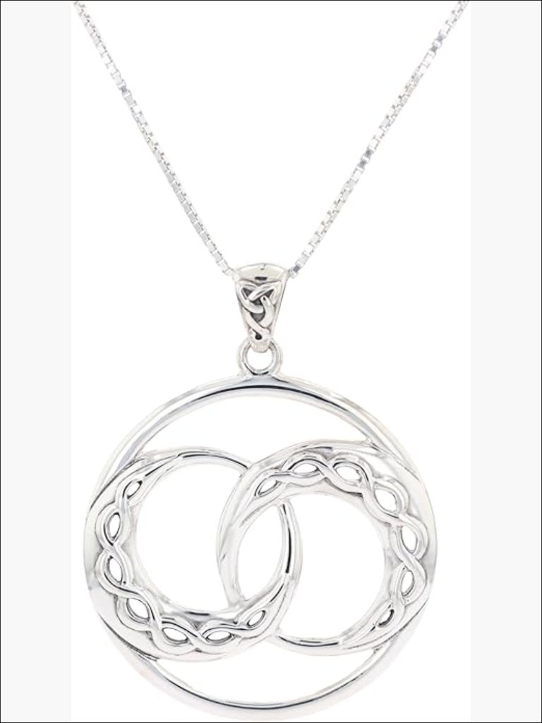 Sterling Silver Celtic Knot Infinity Moon Pendant Necklace 18"